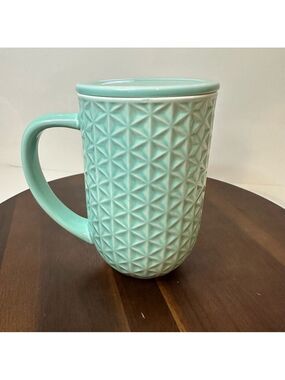 DAVIDsTEA Nordic Mug with Lid – Teal “Forget-Me-Not” Pattern (Retired)